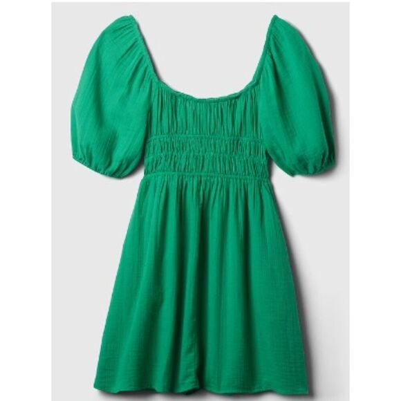 The Gap Puff Sleeve Smocked Mini Dress in Green, Size XXL - Picture 1 of 3